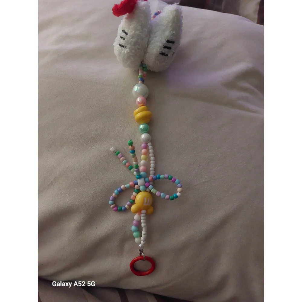 Double head Hello Kitty Keychain or Handbag chain with M&M chain